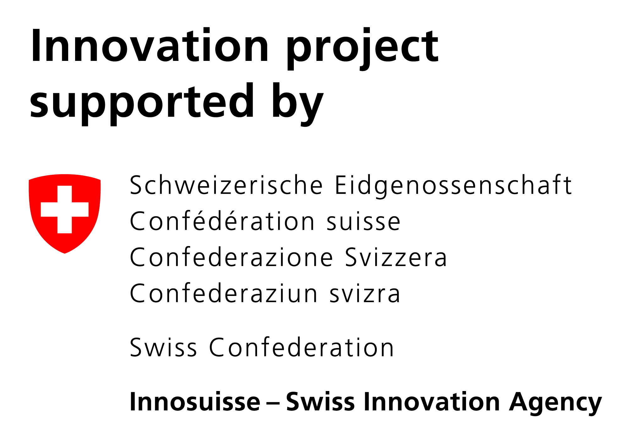 Innosuisse Logo supported Innovation project EN
